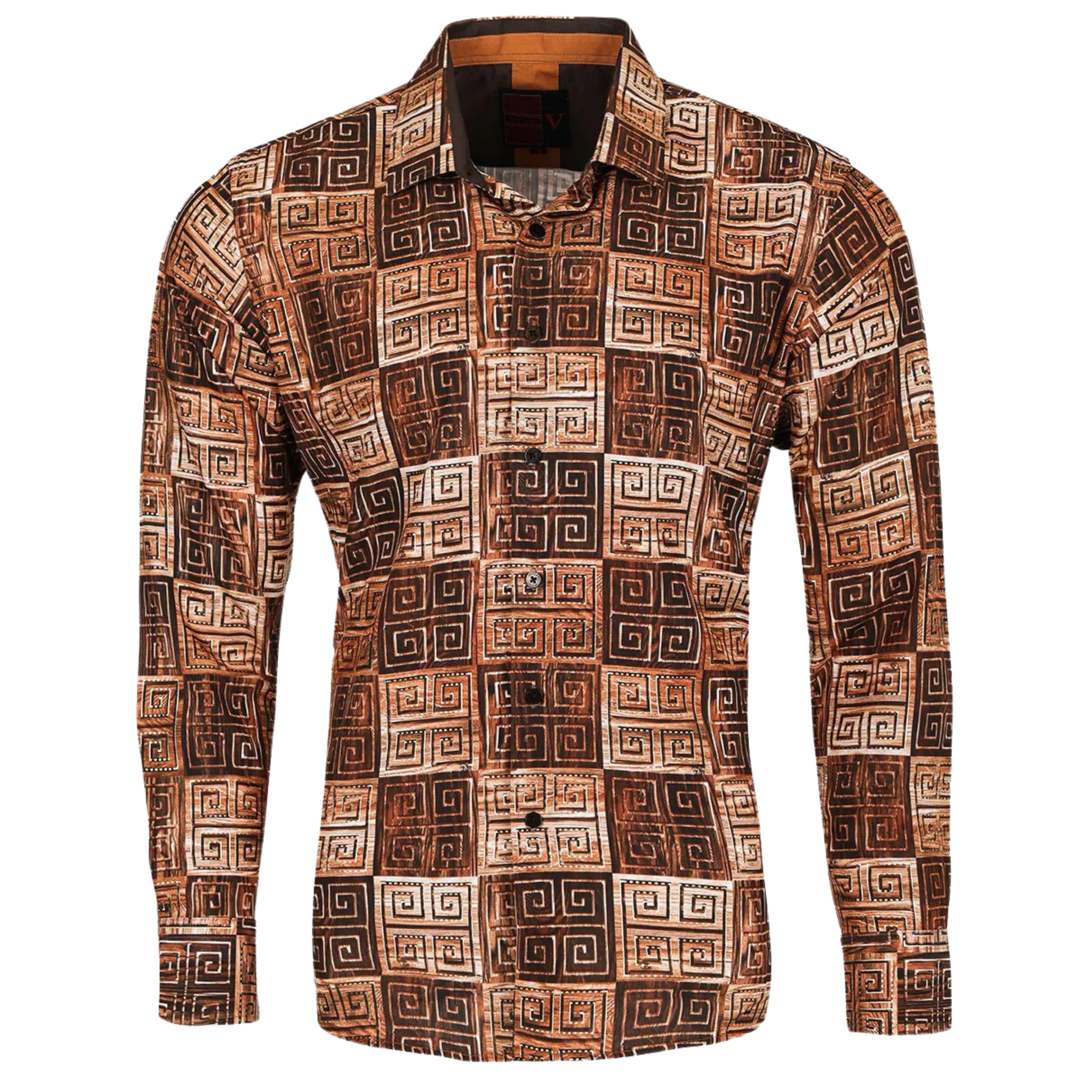 PREMIERE SHIRTS: BROWN GEOMETRIC FASHION