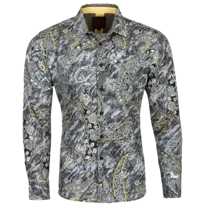 PREMIERE SHIRTS: GREY/BLACK FOIL PAISLEY