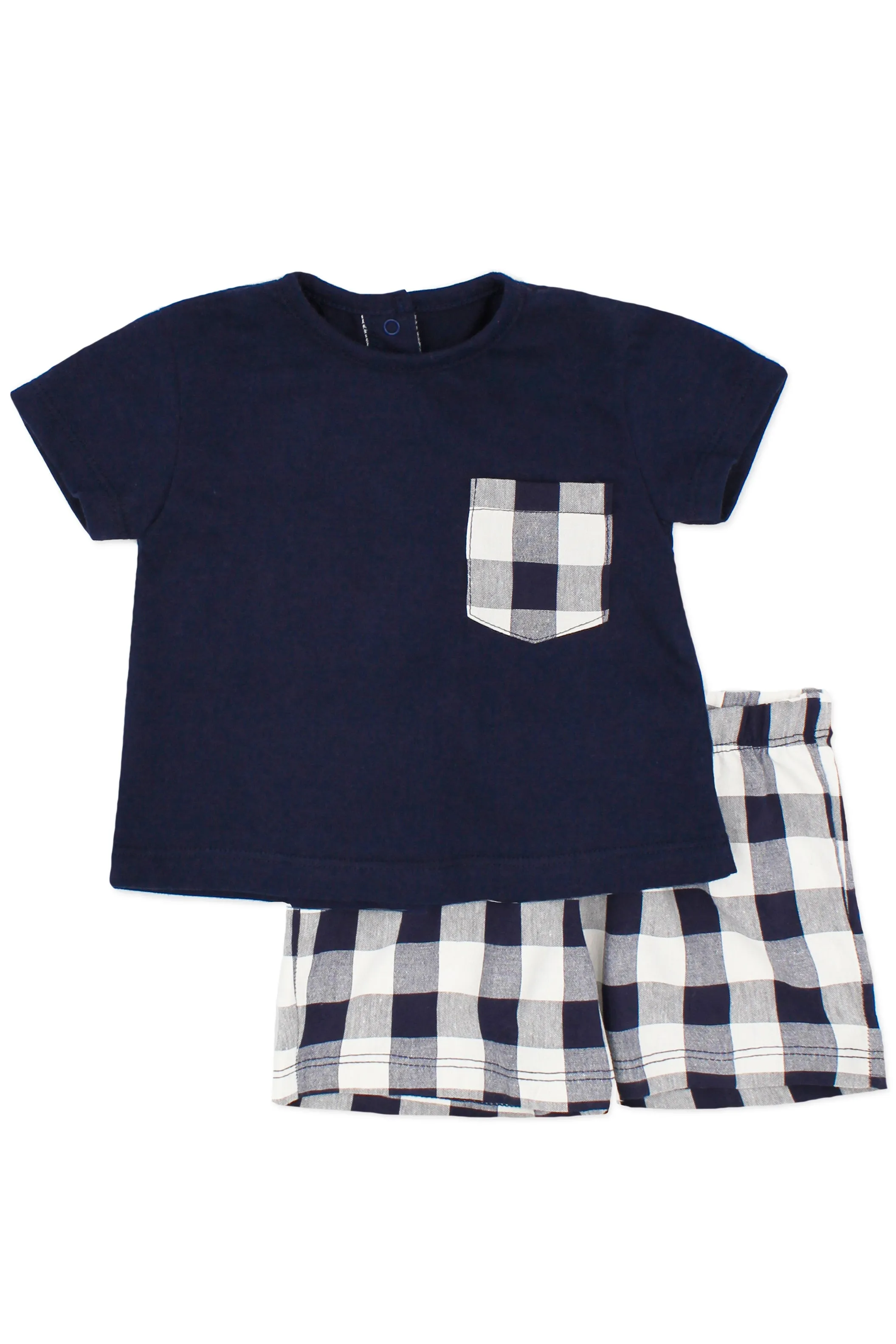"Griffin" Navy Gingham T-Shirt & Shorts