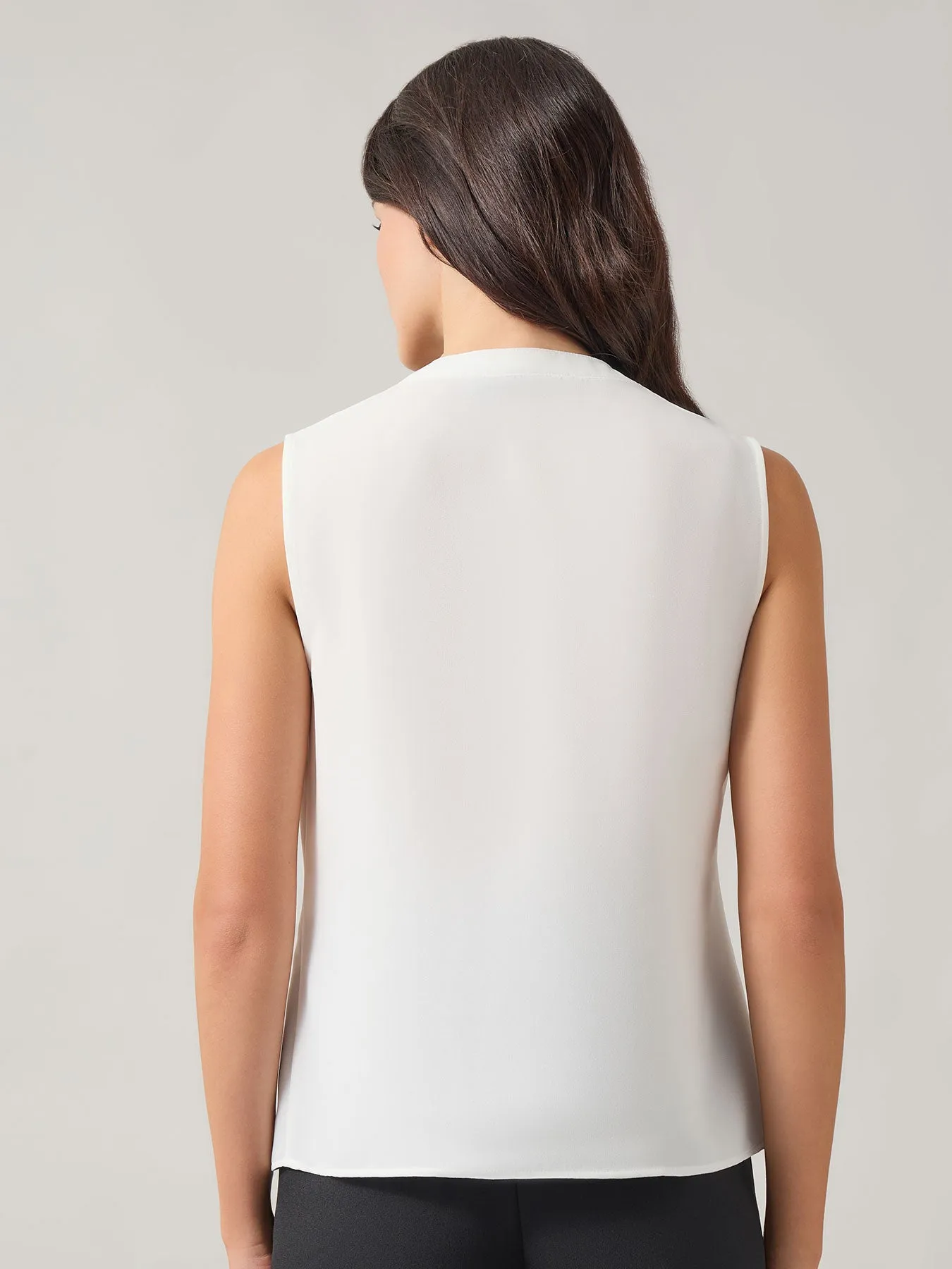 Ruffle Front Blouse, Iconic Stretch Crepe