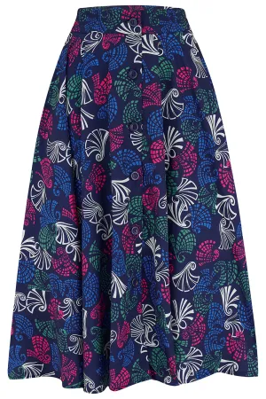 **Sample Sale** The "Beverly" Button Front Full Circle Skirt with Pockets in Jamboree Print, True 1950s Vintage Style