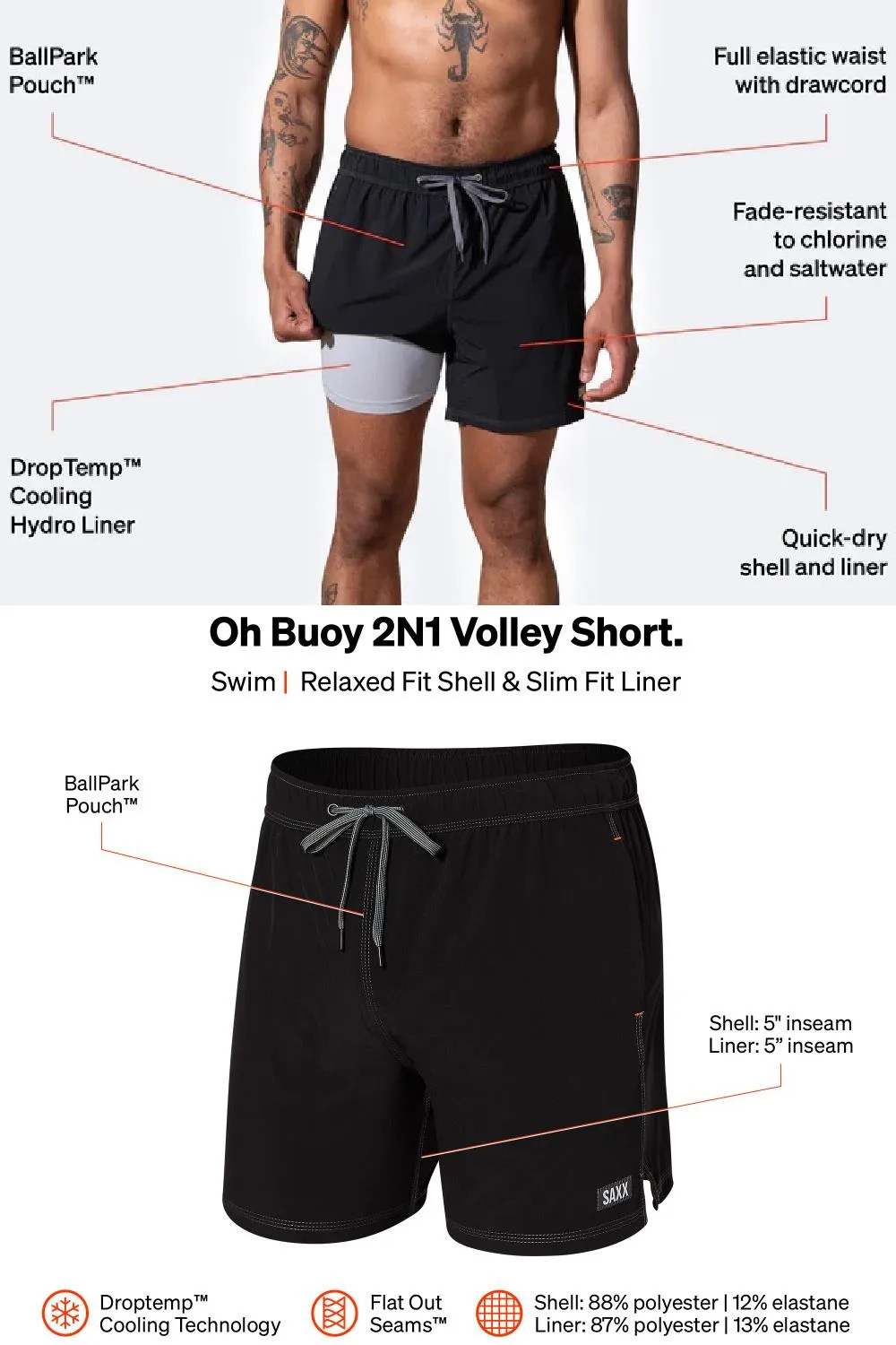 SAXX Oh Buoy 5" Swim Shorts SXSW03L-TCF (Trophy Catch Flamingo)