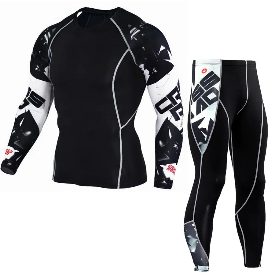 Sportwear Rashgard Sport Shirt Men Compression Pants Punisher Gym