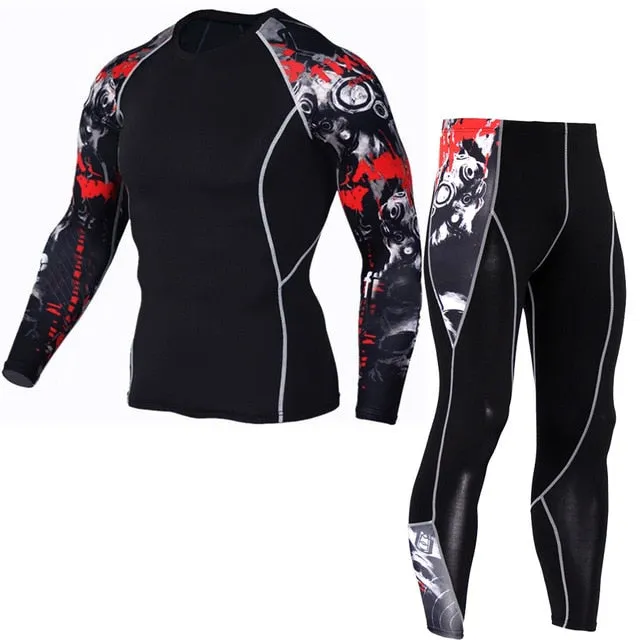 Sportwear Rashgard Sport Shirt Men Compression Pants Punisher Gym