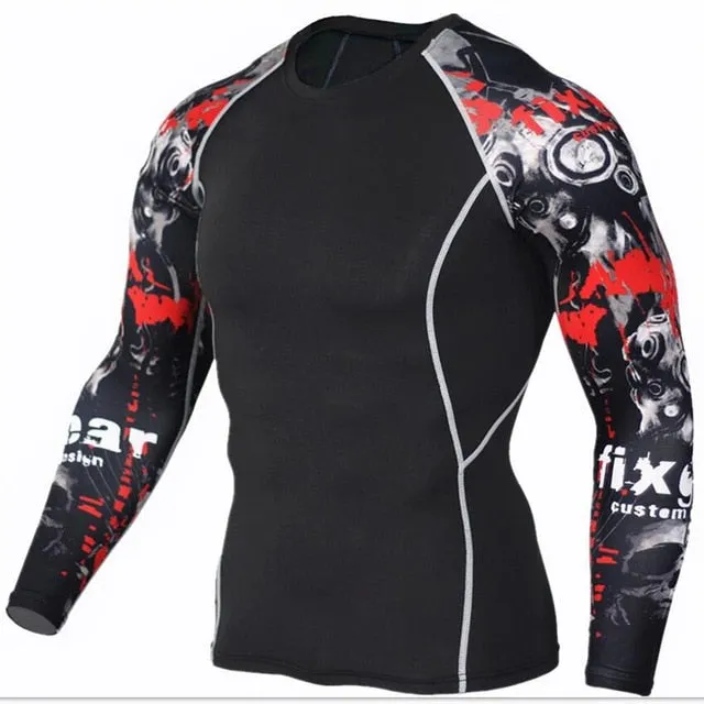 Sportwear Rashgard Sport Shirt Men Compression Pants Punisher Gym