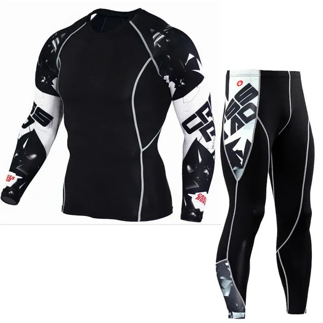 Sportwear Rashgard Sport Shirt Men Compression Pants Punisher Gym