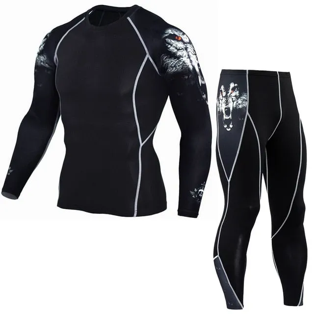 Sportwear Rashgard Sport Shirt Men Compression Pants Punisher Gym