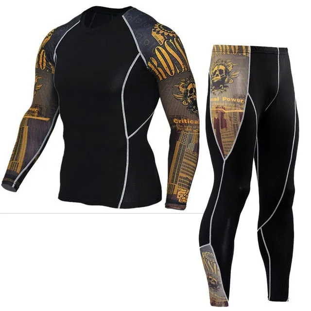 Sportwear Rashgard Sport Shirt Men Compression Pants Punisher Gym
