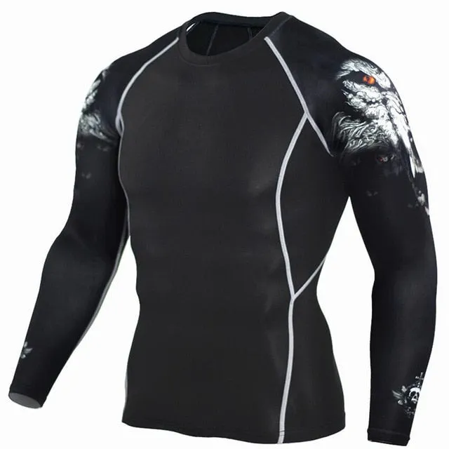 Sportwear Rashgard Sport Shirt Men Compression Pants Punisher Gym