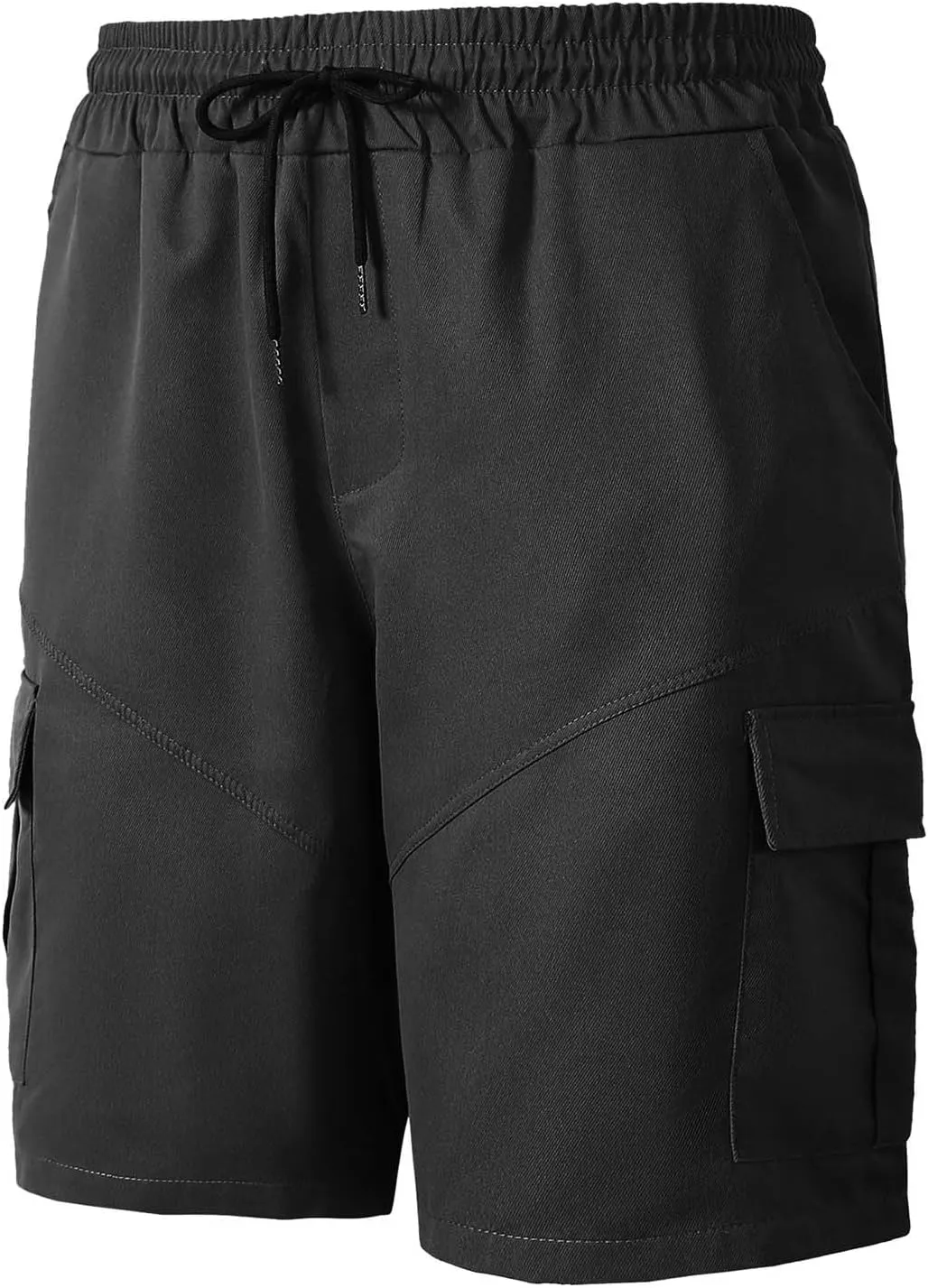 Summer Shorts with Multi Pocket Tie Elastic Waist Solid Color Cargo Shorts for Men Basic Casual Loose Fit