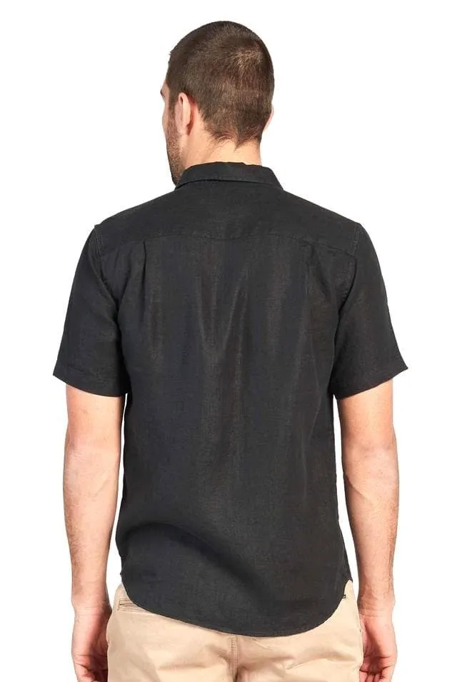 THE ACADEMY BRAND HAMPTON S/S LINEN SHIRT - BLACK