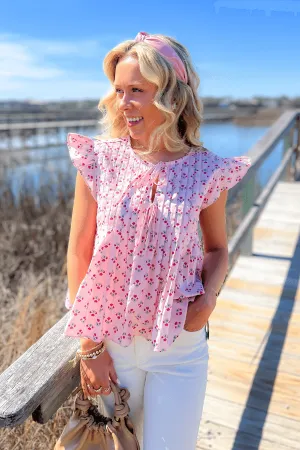 Tomorrow Pink Floral Pleated Blouse
