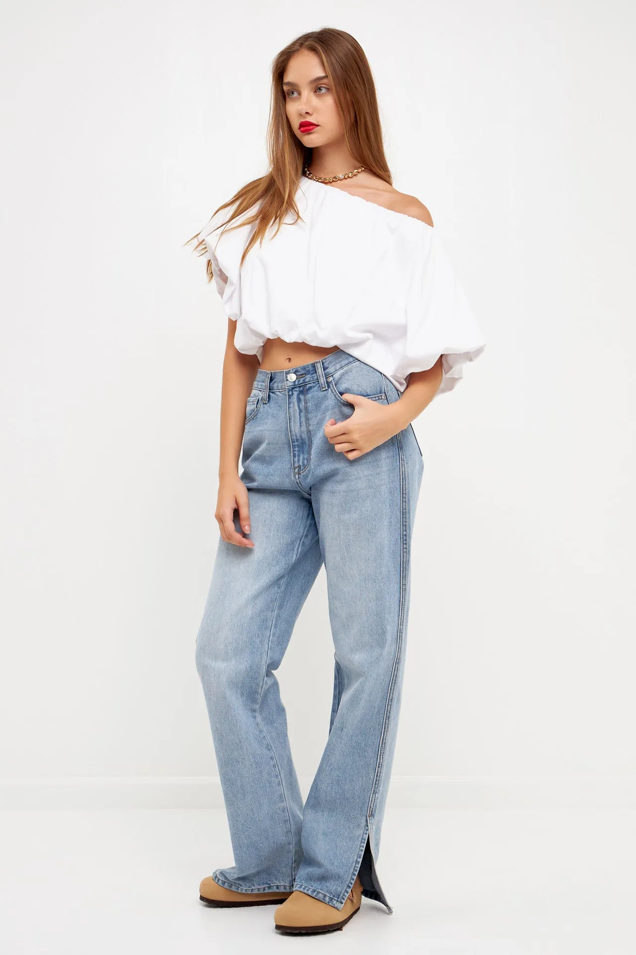 Two-way Neckline Balloon T-Shirts