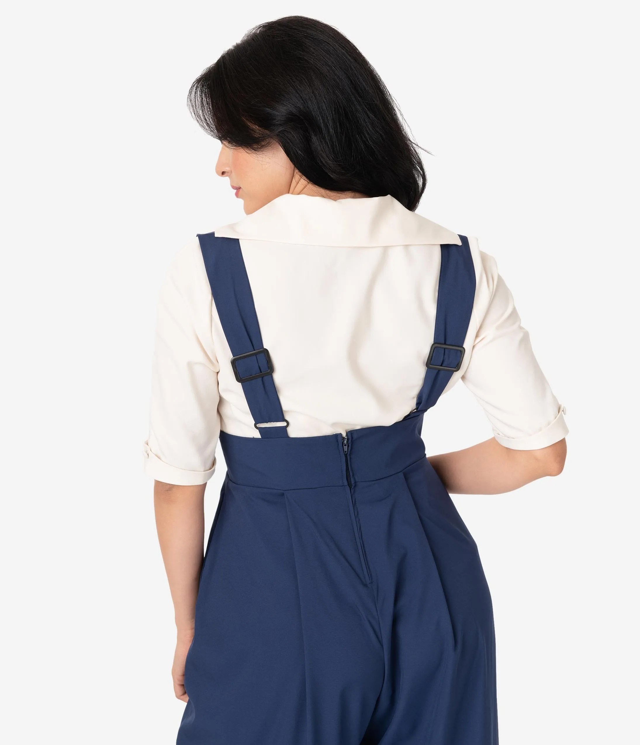 Unique Vintage 1940s Style Cream Button Up Short Sleeve Coco Top
