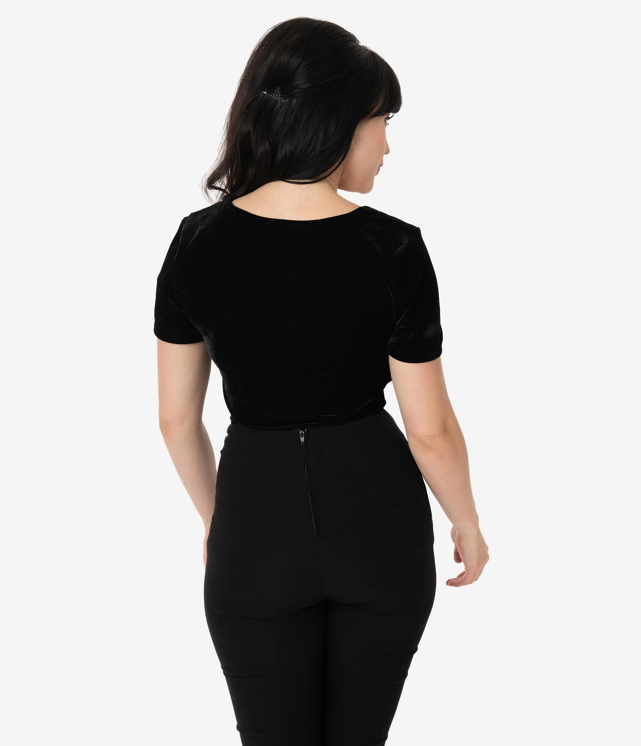 Unique Vintage Black Velvet Sweetheart Ruthie Top