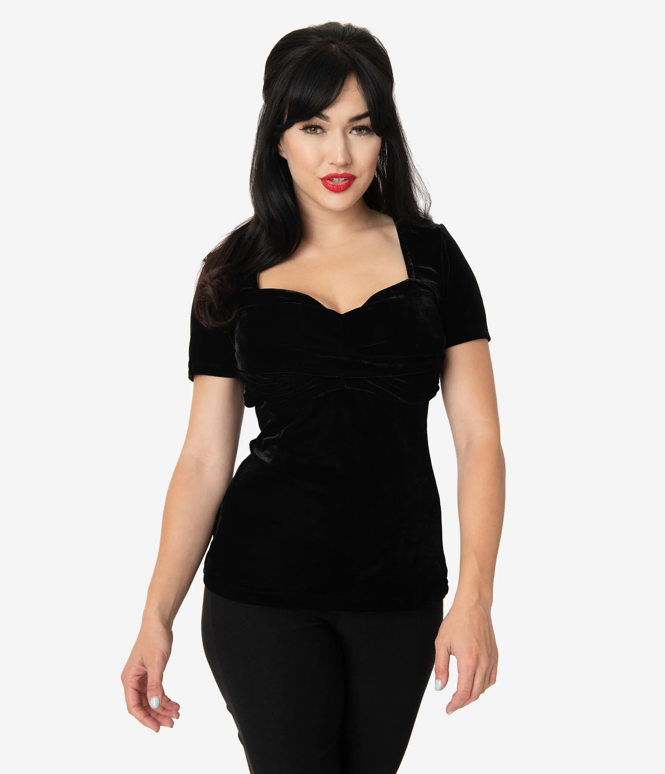 Unique Vintage Black Velvet Sweetheart Ruthie Top