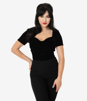 Unique Vintage Black Velvet Sweetheart Ruthie Top