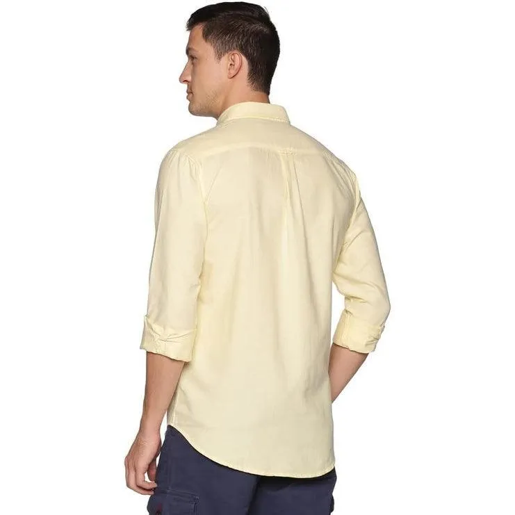 U.S. ELK Boys' and Men's Long Sleeve Button Down Dress Shirts-Yellow