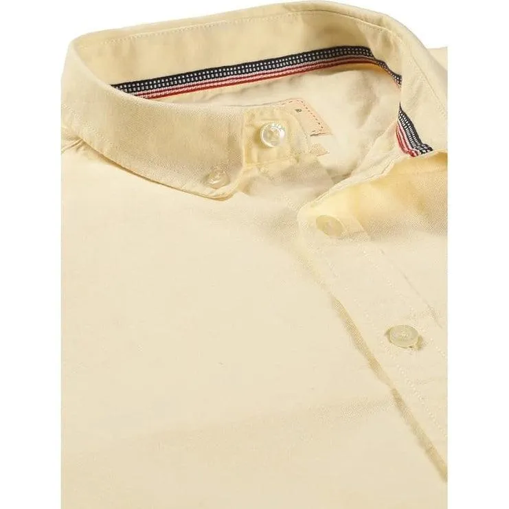 U.S. ELK Boys' and Men's Long Sleeve Button Down Dress Shirts-Yellow