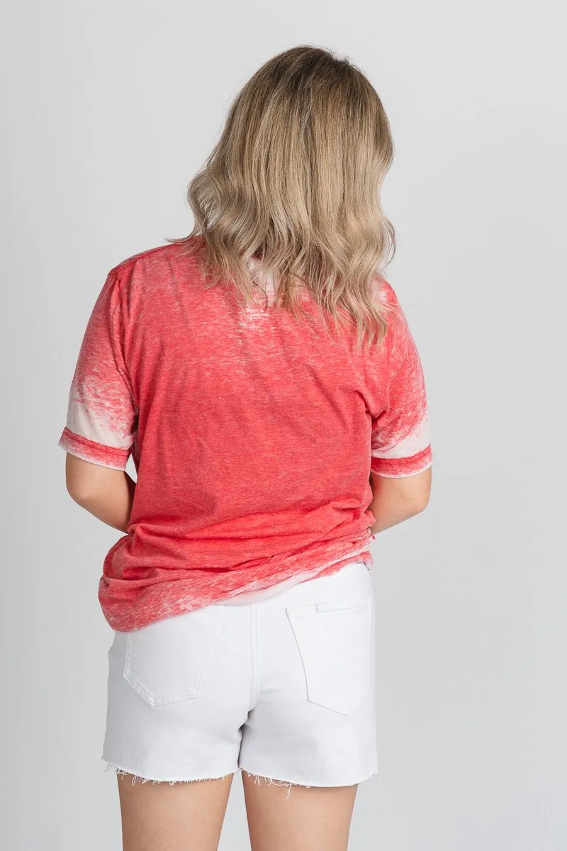 USA vogue acid wash t-shirt red