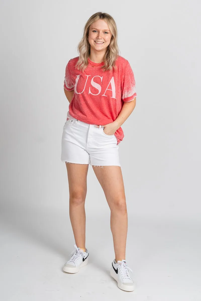 USA vogue acid wash t-shirt red