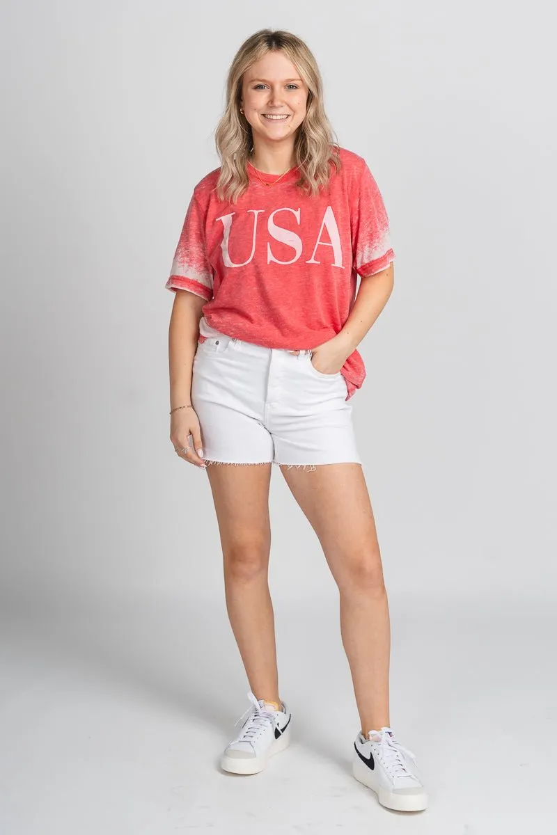 USA vogue acid wash t-shirt red
