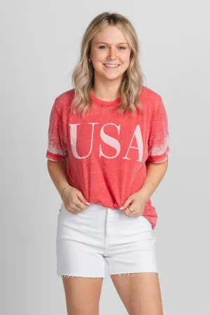 USA vogue acid wash t-shirt red