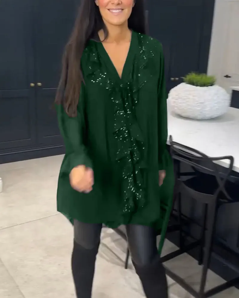 Valerie™ | Sequin Ruffle Blouse