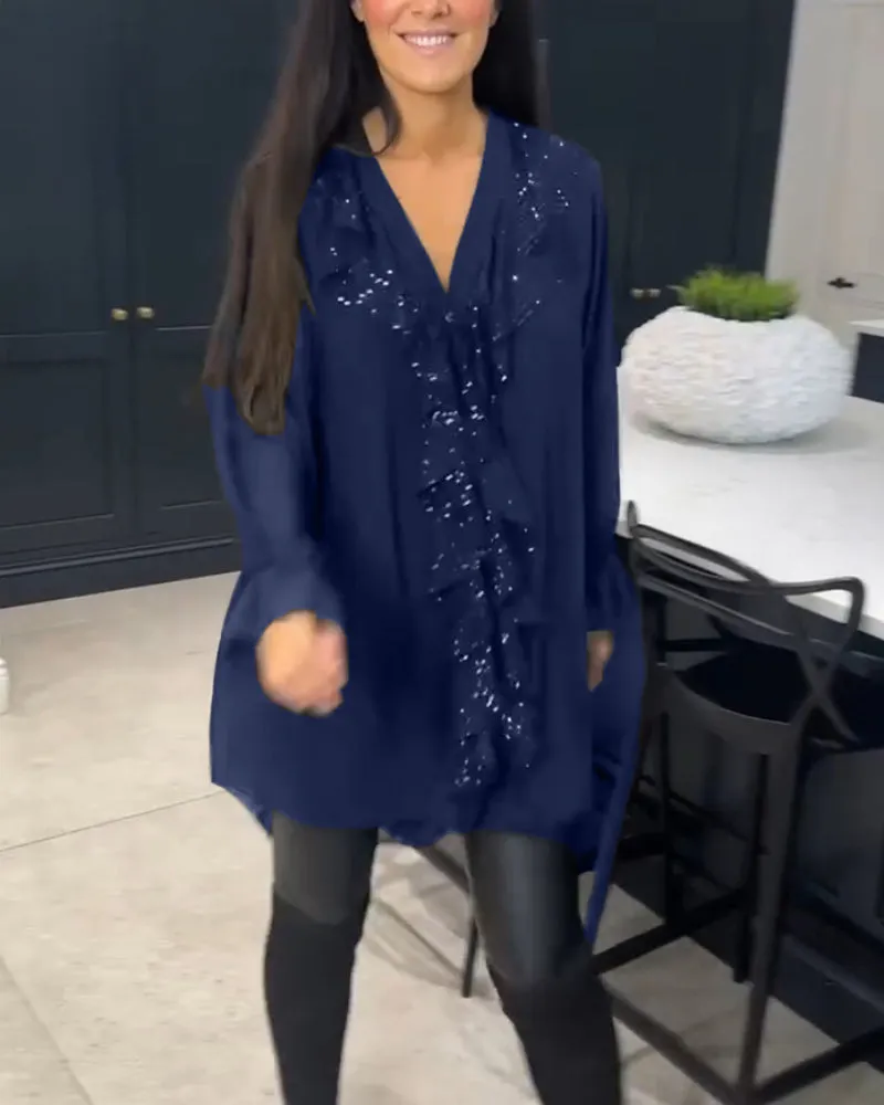Valerie™ | Sequin Ruffle Blouse