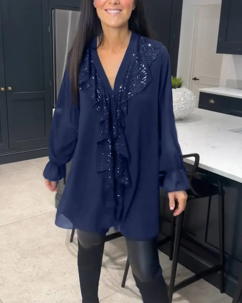 Valerie™ | Sequin Ruffle Blouse