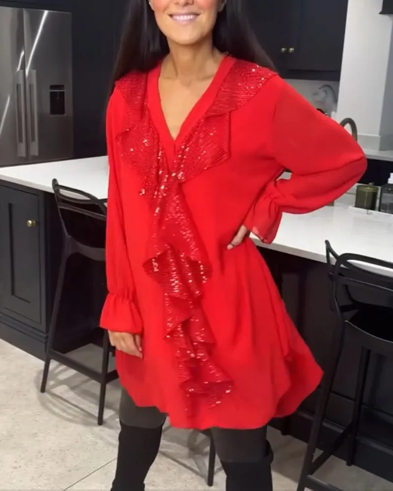 Valerie™ | Sequin Ruffle Blouse