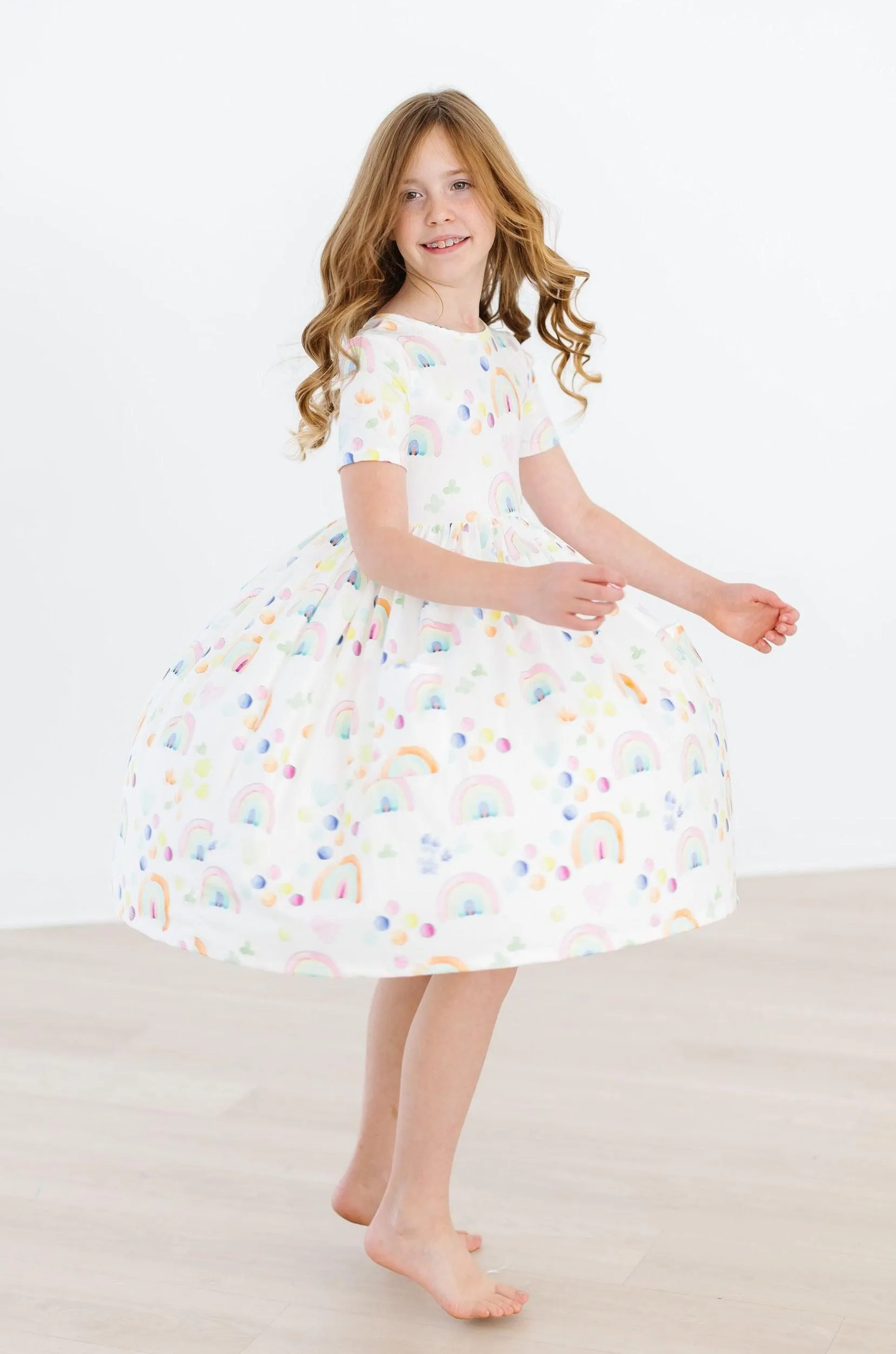 Watercolor Rainbows S/S Pocket Twirl Dress