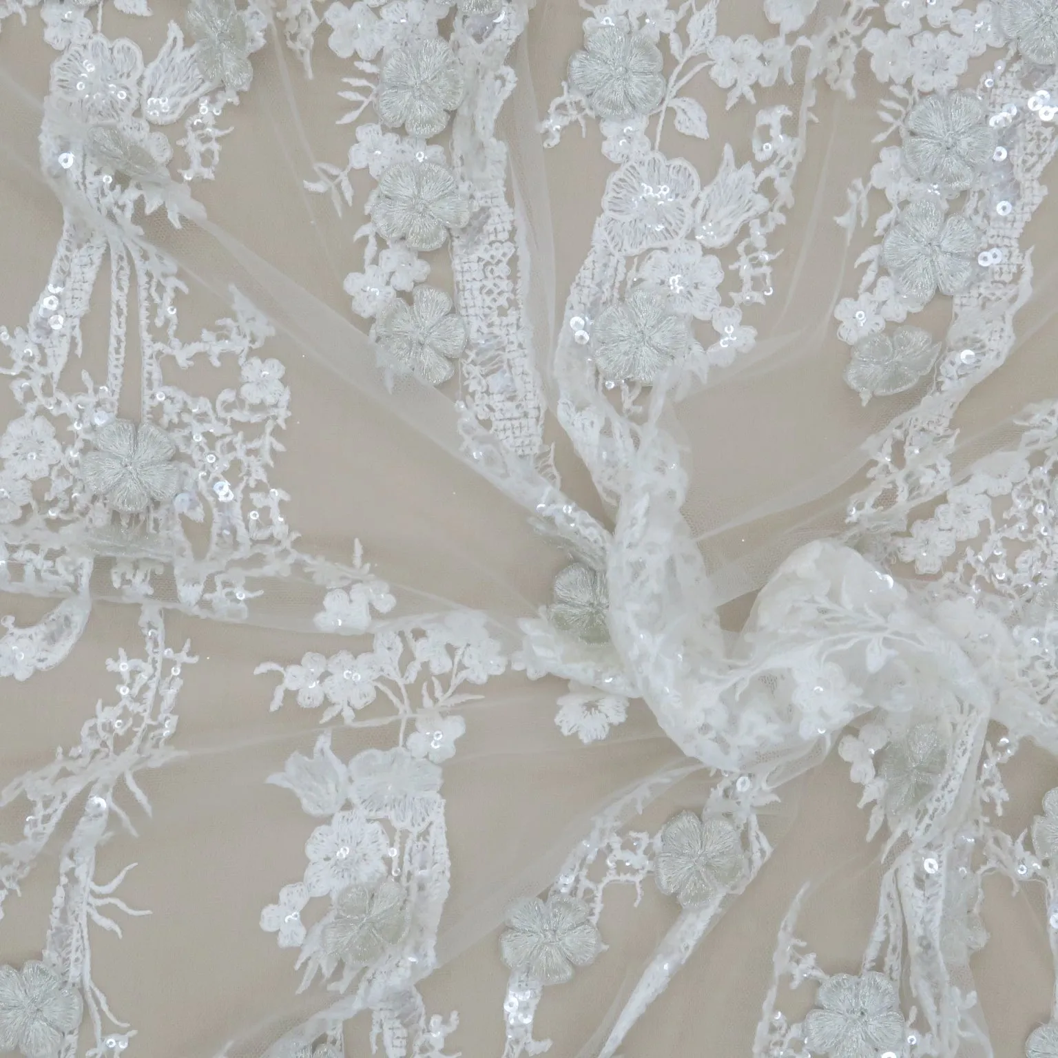 White Lace with High Rise Floral with Embroidered Sequins
