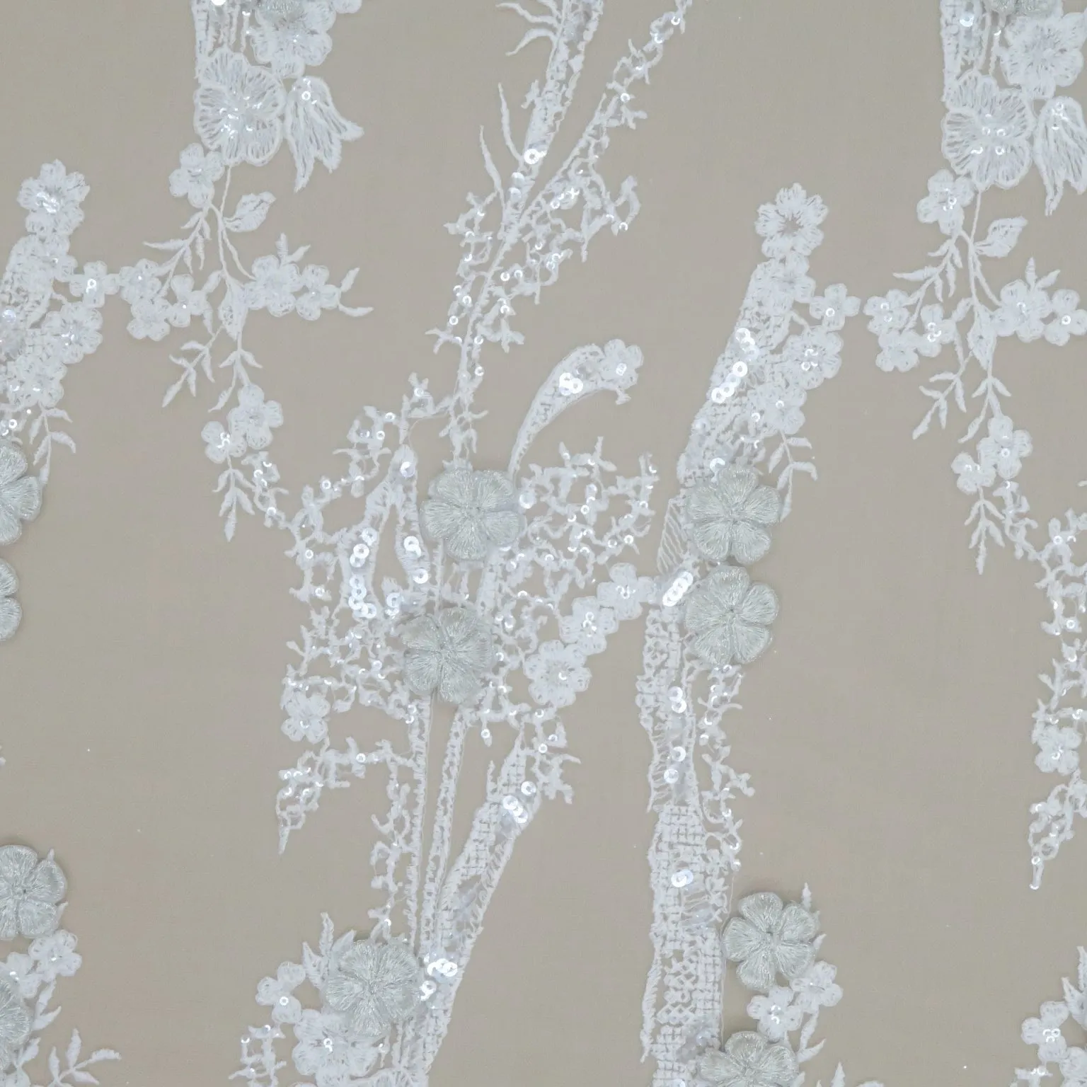 White Lace with High Rise Floral with Embroidered Sequins