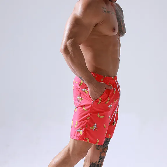 Wholesale Plus Size Men Printed Quick Dry Beach Pants Swimwear