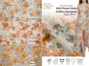 Wild Flower Waltz Chiffon Georgette Digital Print Fabric - #269